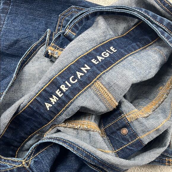 American‎ Eagle 4, 27/S Denim Skirt Overalls Shortalls Raw Hem Fray Button Down - Picture 6 of 7